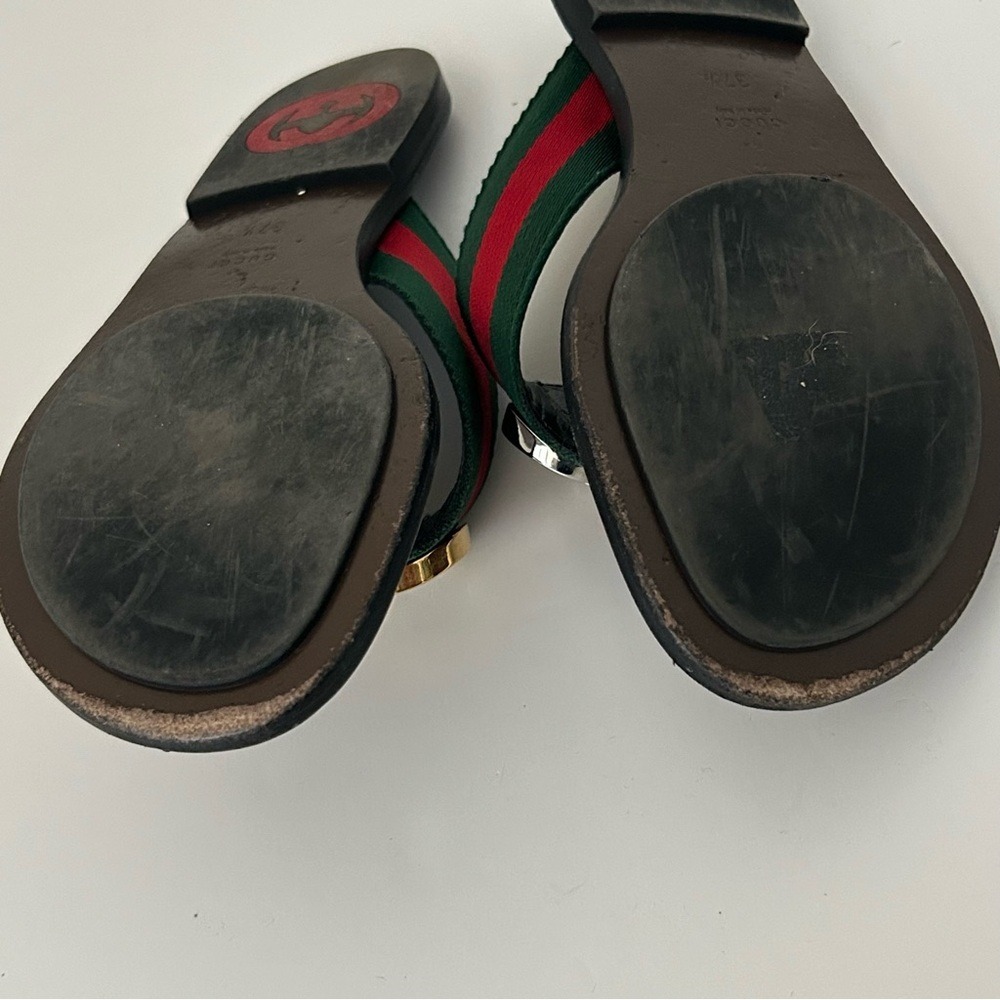 Gucci Kika Red Interlocking GG Thong Flip Flop Flat Sandals Size It 37.5 - Picture 6 of 7